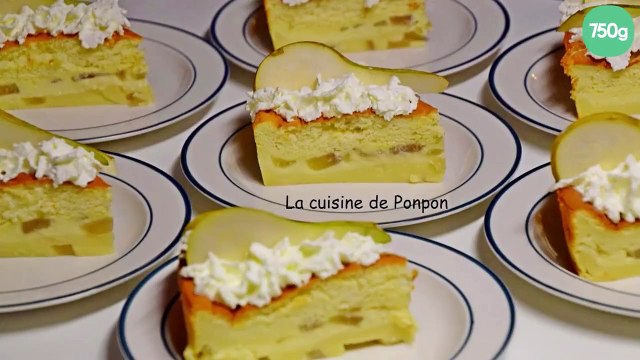 Gâteau magique aux poires flambées à la liqueur de poire Williams