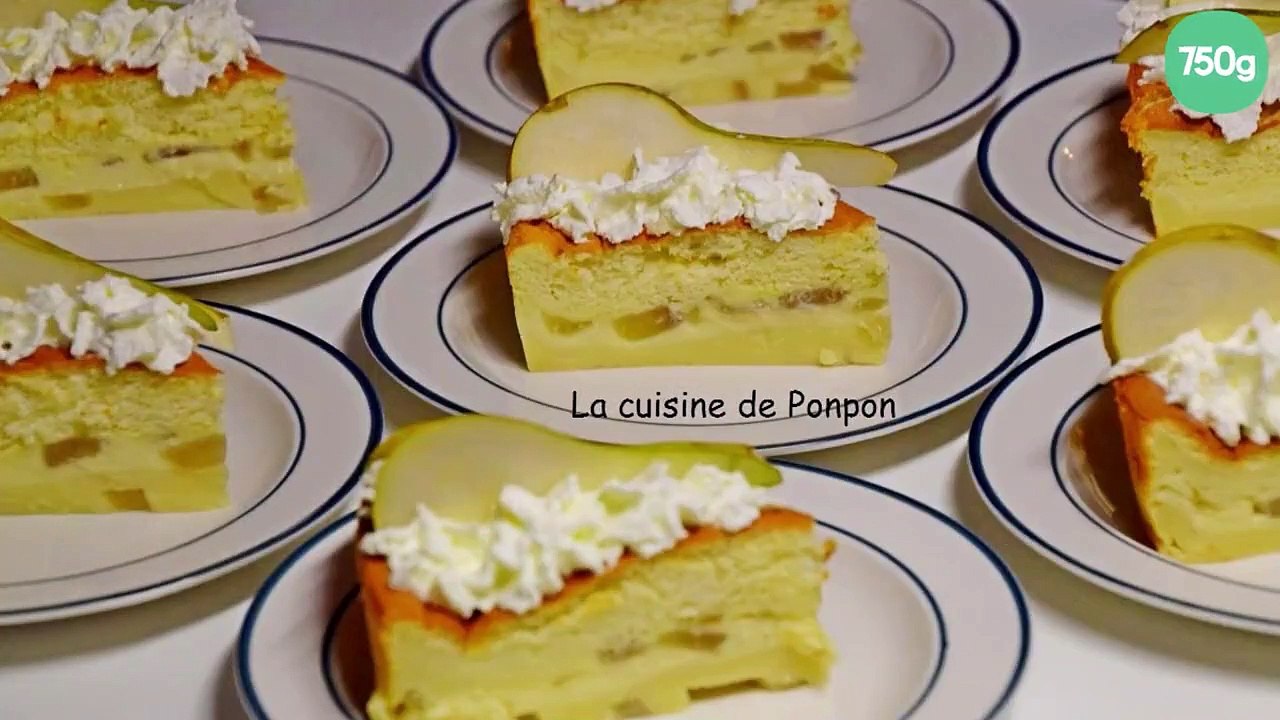 Gâteau magique aux poires flambées à la liqueur de poire Williams