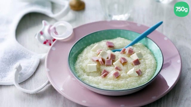 Purée de Floraline, de fromage frais et de jambon