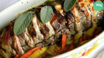 Rosbeef farci sur lit de légumes