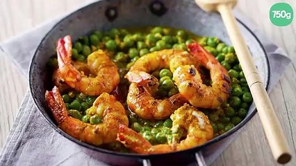 Curry aux petits pois et aux crevettes