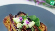 Brioche perdue au Floc de Gascogne, foie gras du Gers poêlé aux fruits secs et chutney                d'abricots