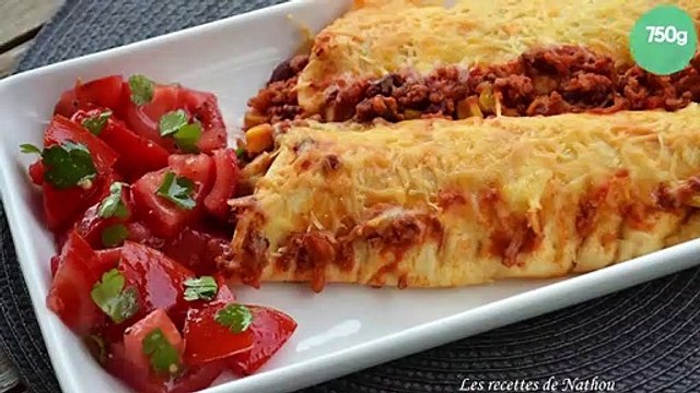 Enchiladas au chili con carne gratinés au cheddar