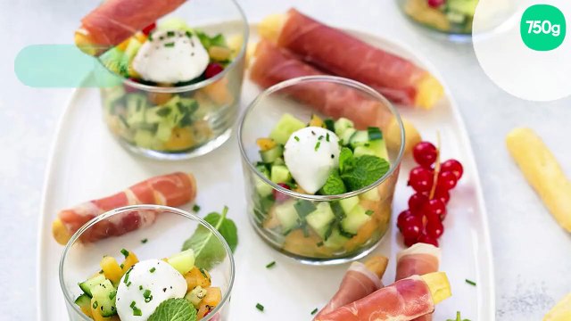Tartare de melon, concombres et jambon de Parme AOP