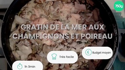 Gratin de la mer aux champignons et poireau