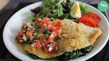 Aile de raie meunière et sur ses pouces d'épinards et sa sauce vierge fraîcheur.