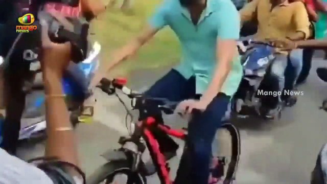 Actor Vijay Arrives on Cycle To Cast His Vote _ Tamil Nadu Assembly Elections 2021 _ Mango News