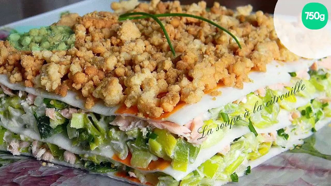 Lasagnes de surimi au saumon et aux poireaux