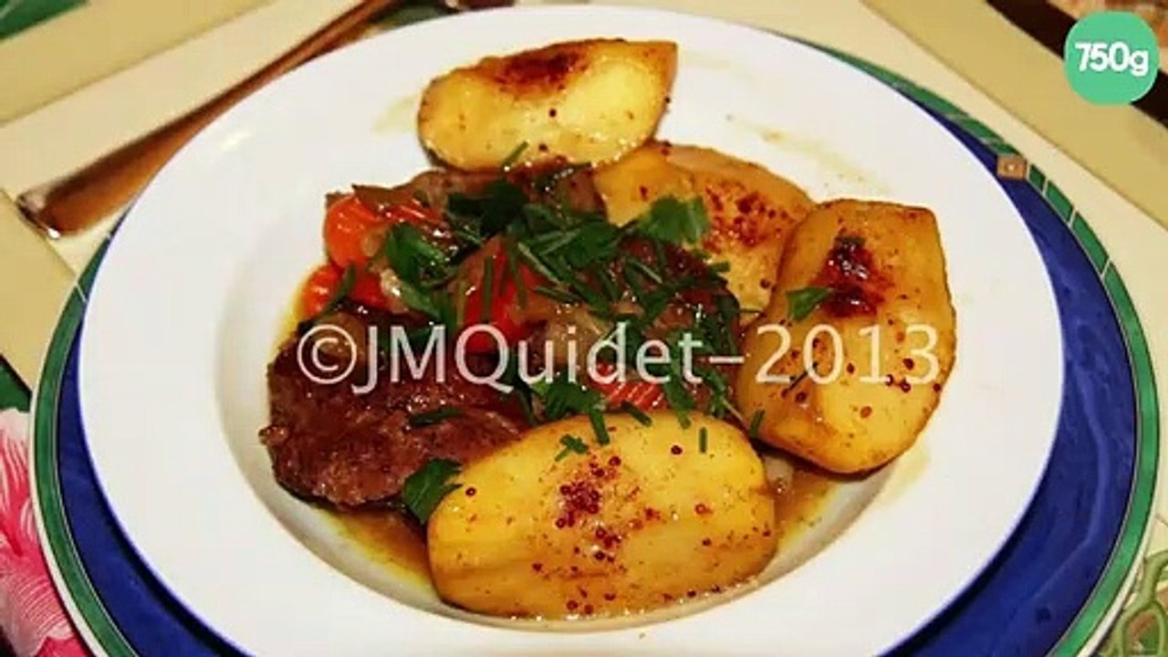 Joues de porc en cocotte et pommes caramélisées