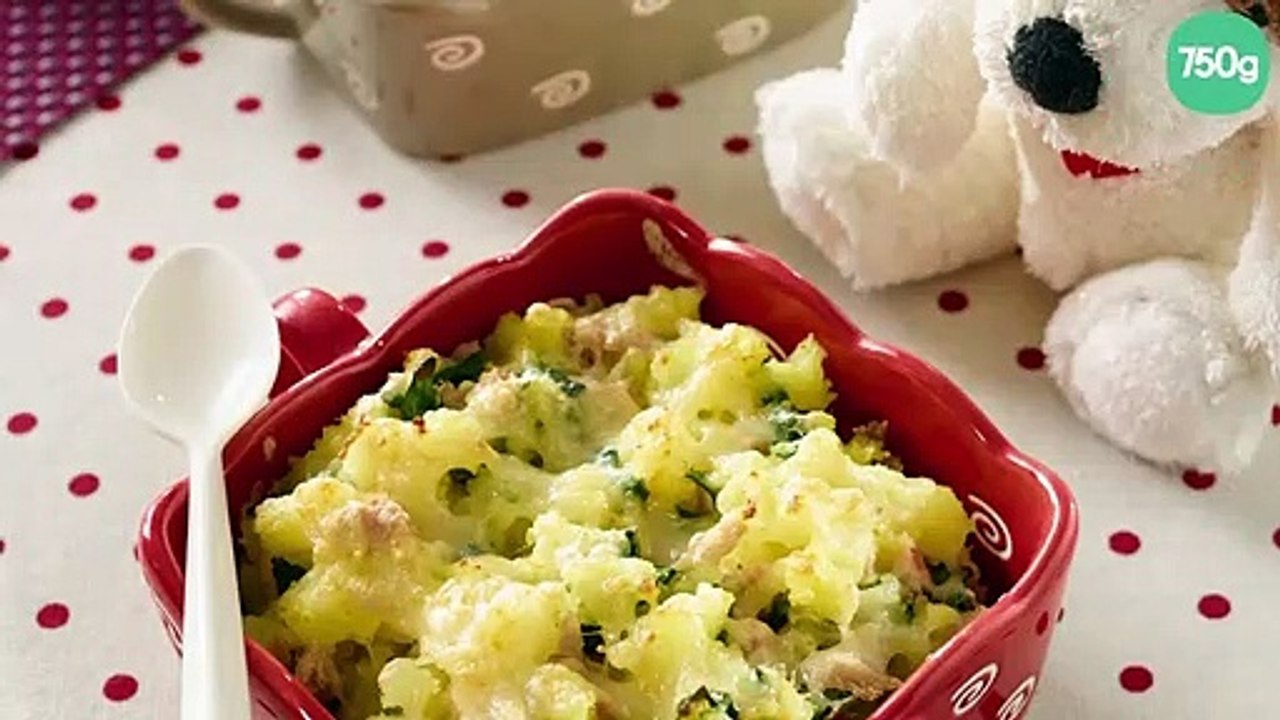 Gratin de pommes de terre au thon et épinards