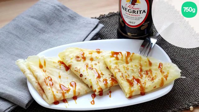 Crêpes parfumées au rhum et caramel à l'orange