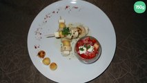 Brochette de boudin blanc et pommes caramélisées