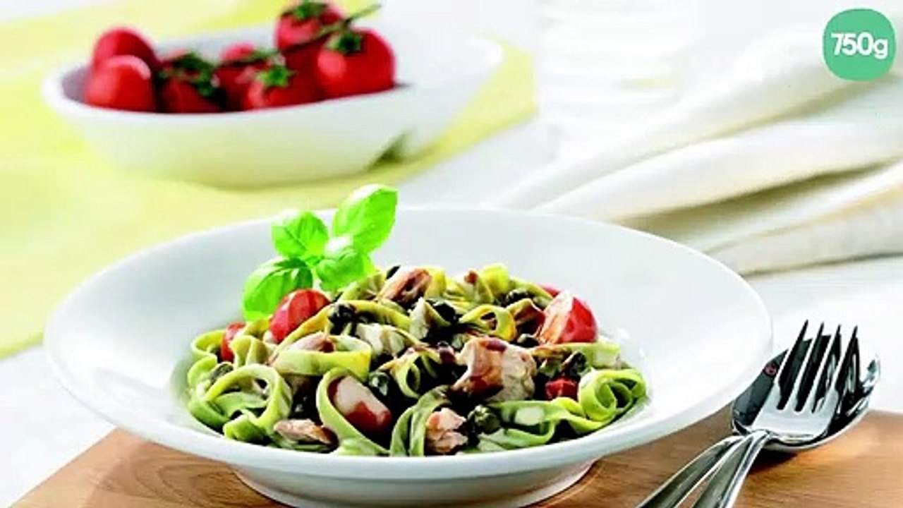 Tagliatelles au thon et tomates cerise avec Kikkoman Sauce Soja