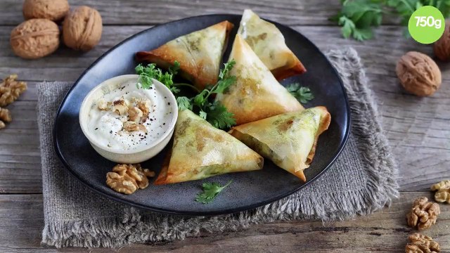 Samoussas au four au poulet et Noix du Périgord AOP