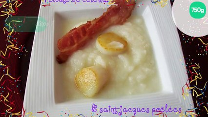 Velouté de céleri, saint-jacques poêlées