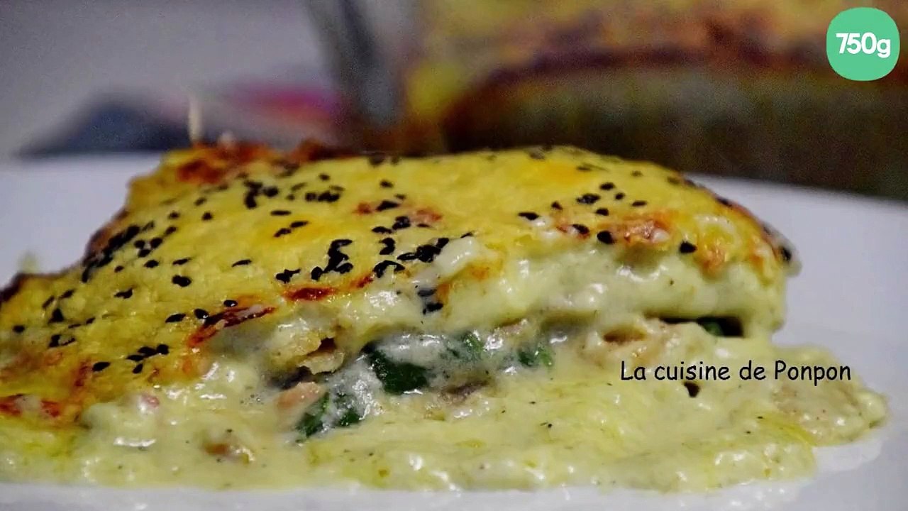 Galette gratinée aux champignons et lardons