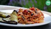 Pâtes linguine à la norma (aux aubergines grillées)