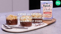 Crème dessert aux Perles du Japon Tipiak, lait d'amandes, chocolat et poire