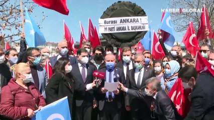 Ankara'da İYİ Parti'den Çin Büyükelçiliği'ne siyah çelenk