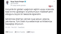 Cumhurbaşkanı Erdoğan'dan şehit pilot için başsağlığı mesajı