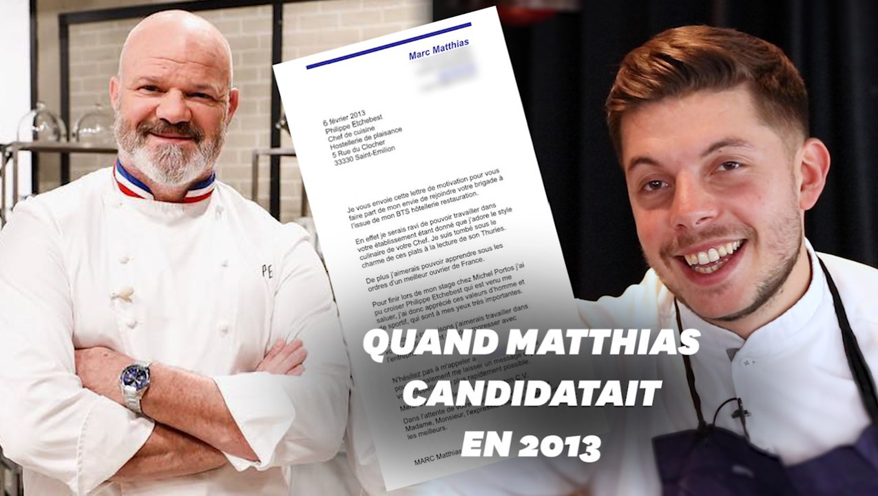 "Top Chef": la lettre de Matthias Marc à Philippe Etchebest 8 ans avant l'émission