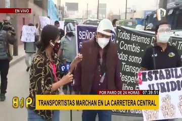 Paro de transportes: grupo de conductores marchan hacia el Congreso