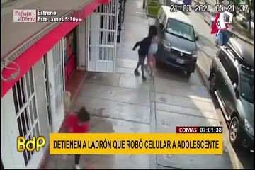 Comas: ladrón le arrancha celular a adolescente distraída