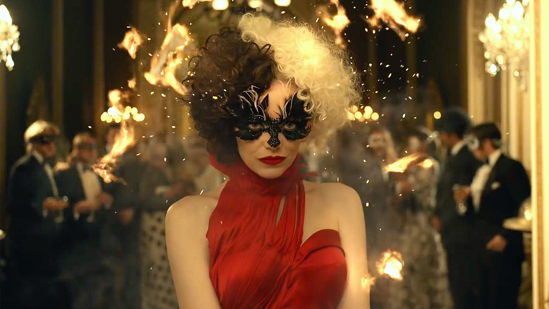 cruella gold dress Cruella Butterfly Dress Scene Explained