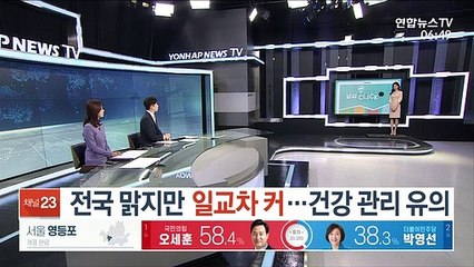 [날씨클릭] 전국 맑지만 일교차 커…건강 관리 유의