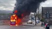 Rioters set bus alight in Belfast after days of disorder in Northern Ireland