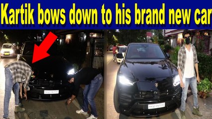 Kartik Aaryan bows down to his brand new Lamborghini car
