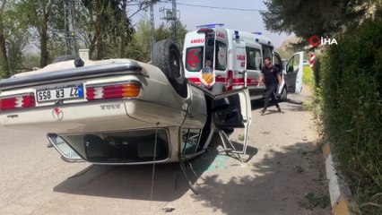 Yaşlı adamın kullandığı otomobil takla attı