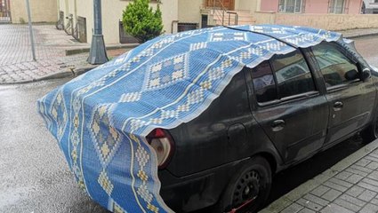 Meteorolojinin uyarısının ardından halı, battaniye ve kartonlu 'dolu' önlemi