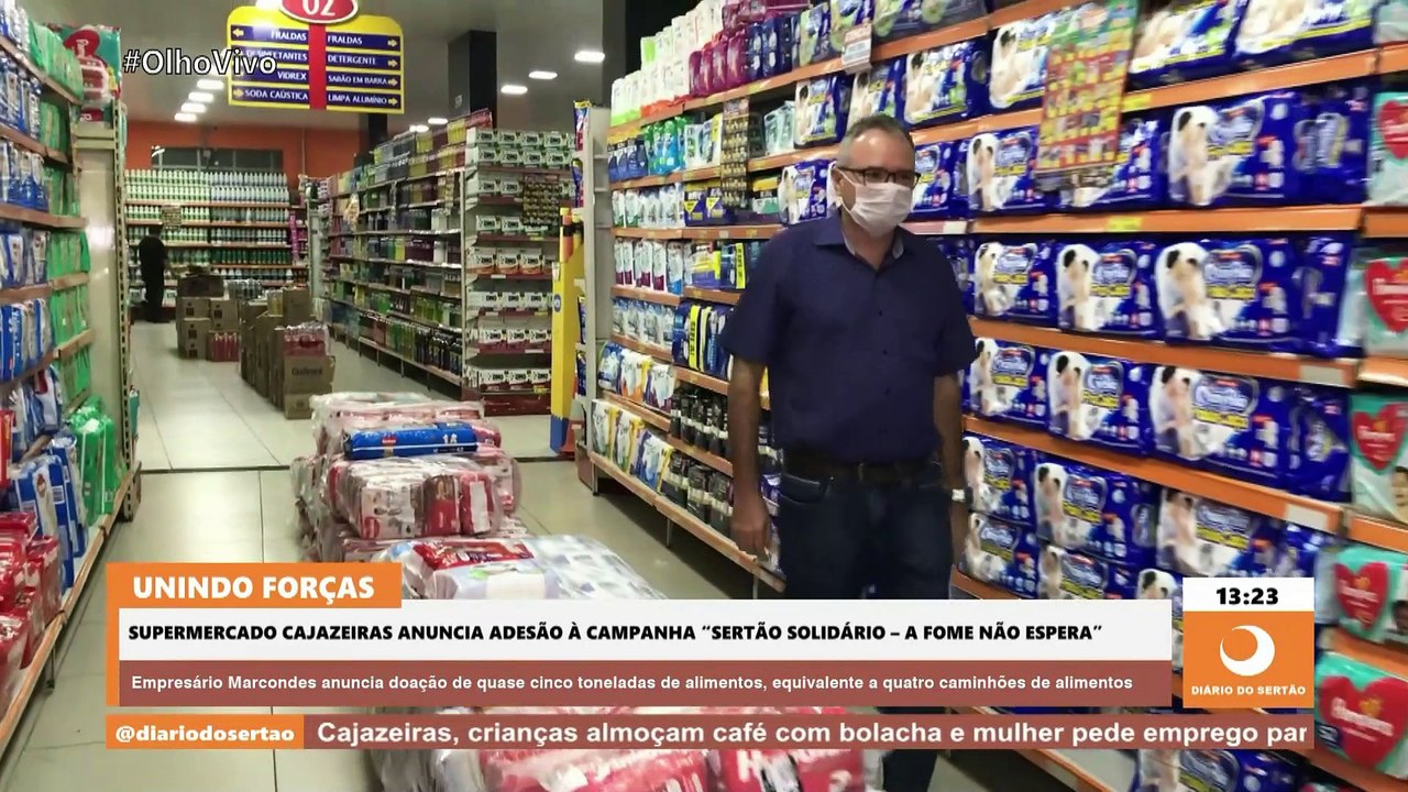 Supermercado Cajazeiras anuncia quase 5 toneladas de alimentos para campanha da TV Diário do Sertão ''A FOME NÂO ESPERA"