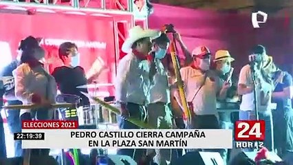 Pedro Castillo realiza cierre de campaña en plaza Dos de Mayo pese a restricción