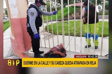 ¡Insólito! encuentran a hombre dormido con la cabeza atrapada en una reja