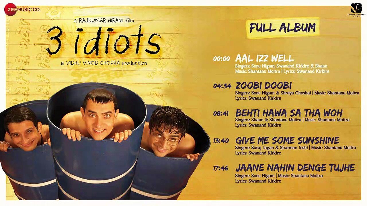 3 Idiots Full Album Aamir Khan Kareena Kapoor Madhavan Sharman Joshi Swanand K Shantanu M