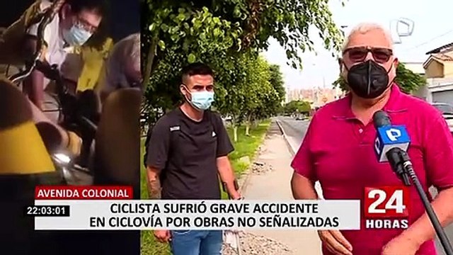 Ciclista sufre accidente ante falta de señalización por obras en ciclovía de Av. Colonial