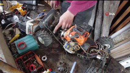 Giresun’da 16 yaşındaki genç hurda parçalardan ve jeneratör motorundan 4 tekerlekli araç yaptı