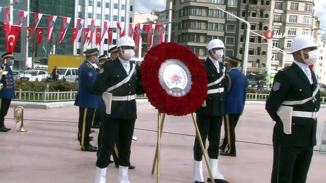 Polis Teşkilatının 176’ncı kuruluş yıldönümünde Taksim Cumhuriyet Anıtı’na çelenk bırakıldı