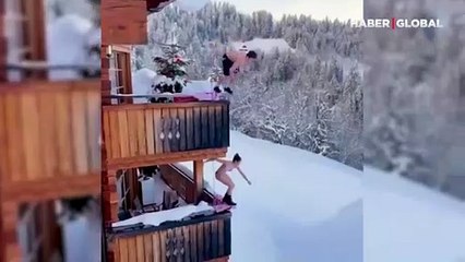 Gençlerin cesur atlayışı kamerada! Havuza atlar gibi kara atladılar