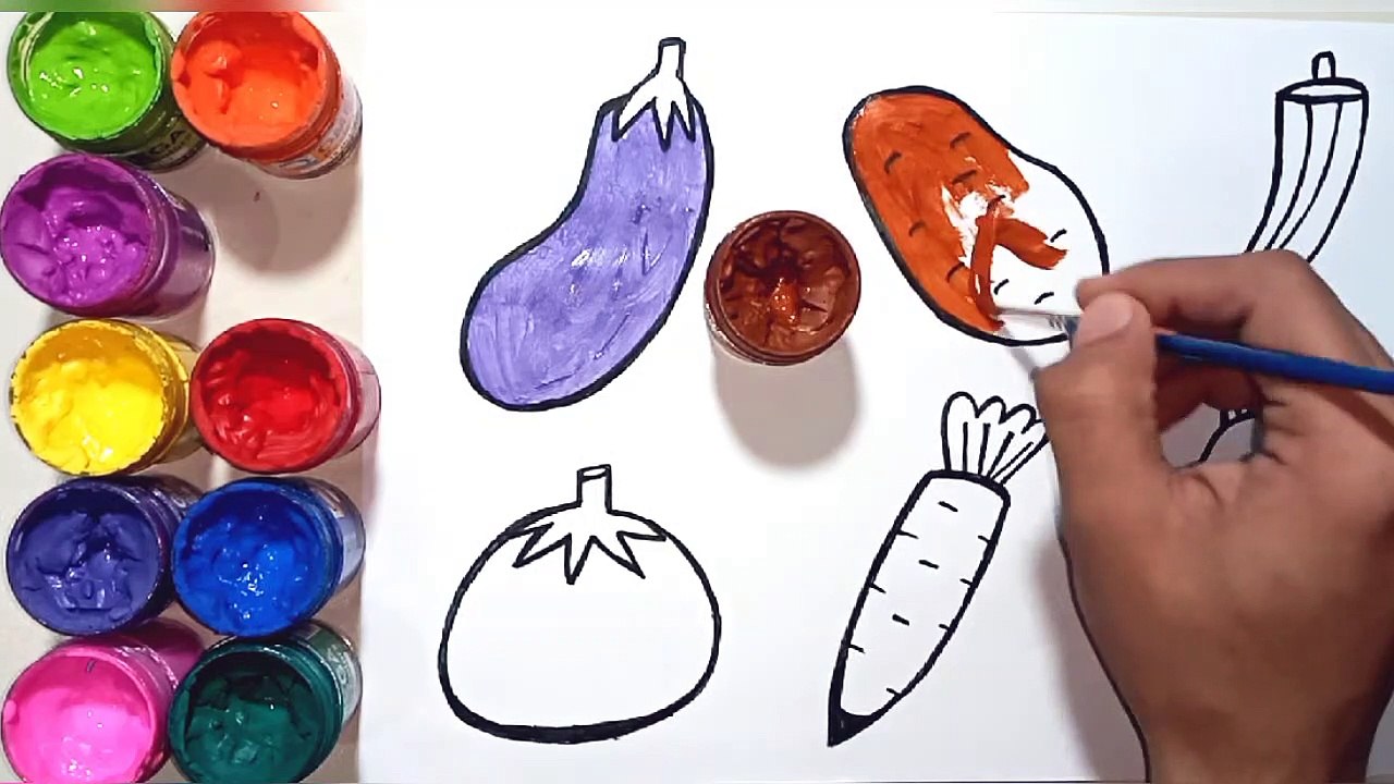 Vegetables Drawing | Easy Drawings For Kids |Simple Drawing For Children |Colours Name With Spelling
