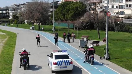 Yeşilköy sahilde sıkı korona virüs denetimi, ekipleri gören sandalyesini alıp evine gitti