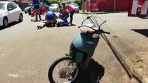 Jovem fica ferida em acidente entre carro e moto na esquina das ruas Pio XII e Recife