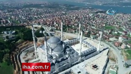 Çamlıca Camii'deki son durum havadan görüntülendi