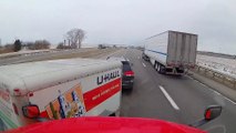 Car and Trailer Jackknife After Sideswiping Truck