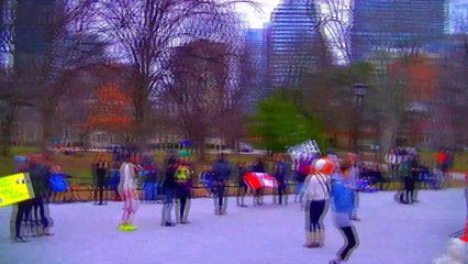Batshit fringe gathering at queens park (green screen masked) and big crane on bloor at university