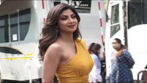 Shilpa Shetty Beautiful in Yellow Dress Spotted at Film Shot Area