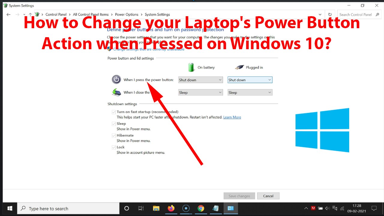 How to Change your Laptop's Power Button Action when Pressed on Windows