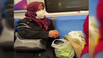 Metroda fasulye ayıklayan teyze sosyal medyada viral oldu
